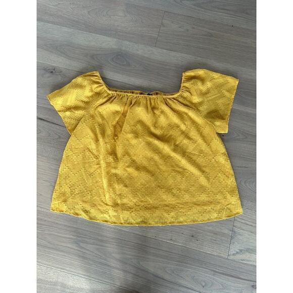 Lane Bryant Womens Mustard Yellow Chevron Textured Loose Fit Blouse Size 14 - Picture 5 of 11